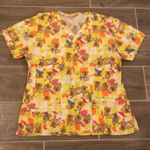 Scrub top yellow with monkeys by WonderWink